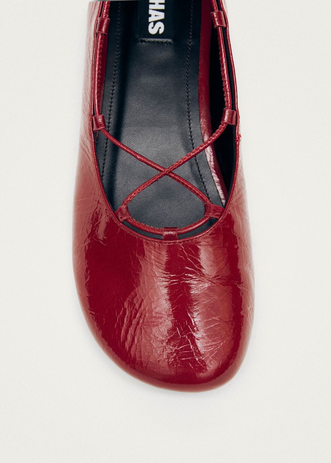 Hollis Onix Red Leather Ballet Flats from Alohas