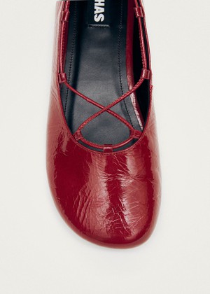 Hollis Onix Red Leather Ballet Flats from Alohas