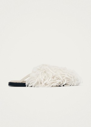 Maja Furry Cream Leather Mules from Alohas