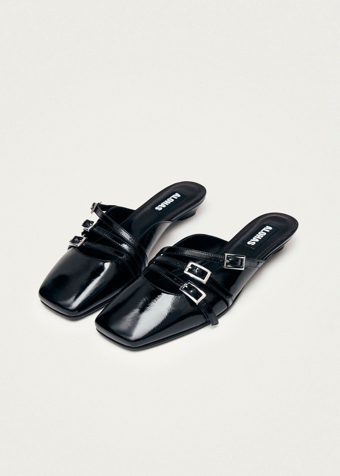 Penelope Onix Black Leather Mules from Alohas