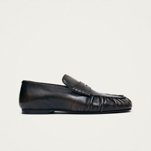 Aven Vintage Effect Brown Leather Loafers from Alohas