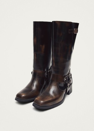 Rocky Brushed Brown Leather Boots from Alohas Rocky Brushed Brown Leather Boots from Alohas