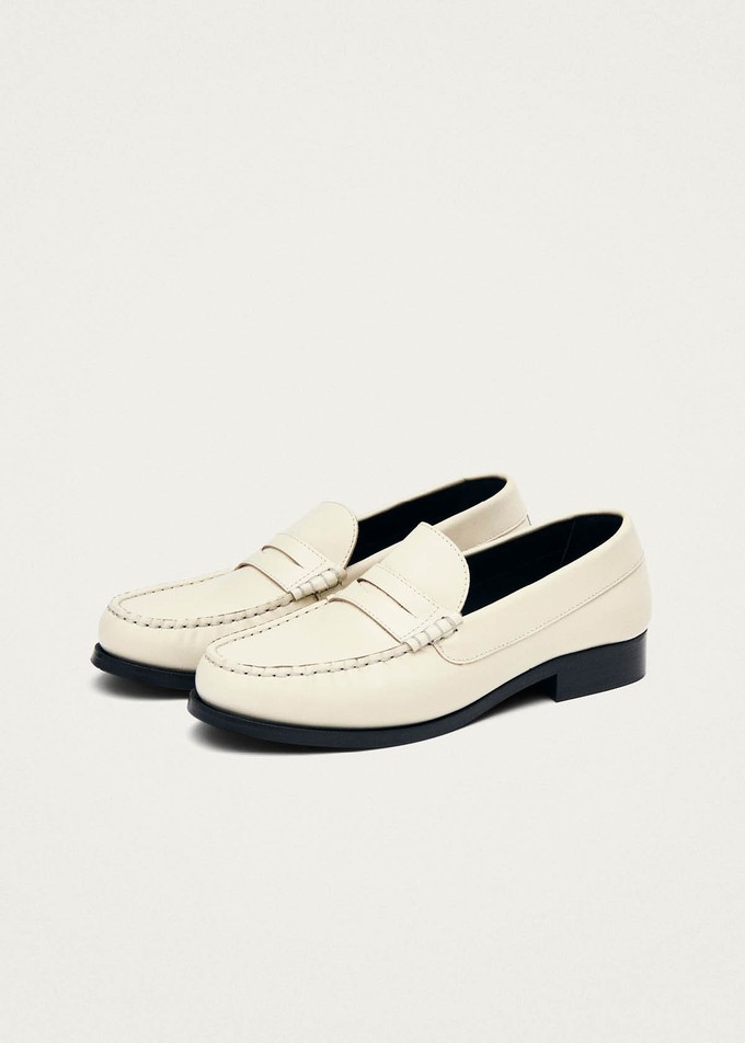 Rivet Cream Leather Loafers from Alohas