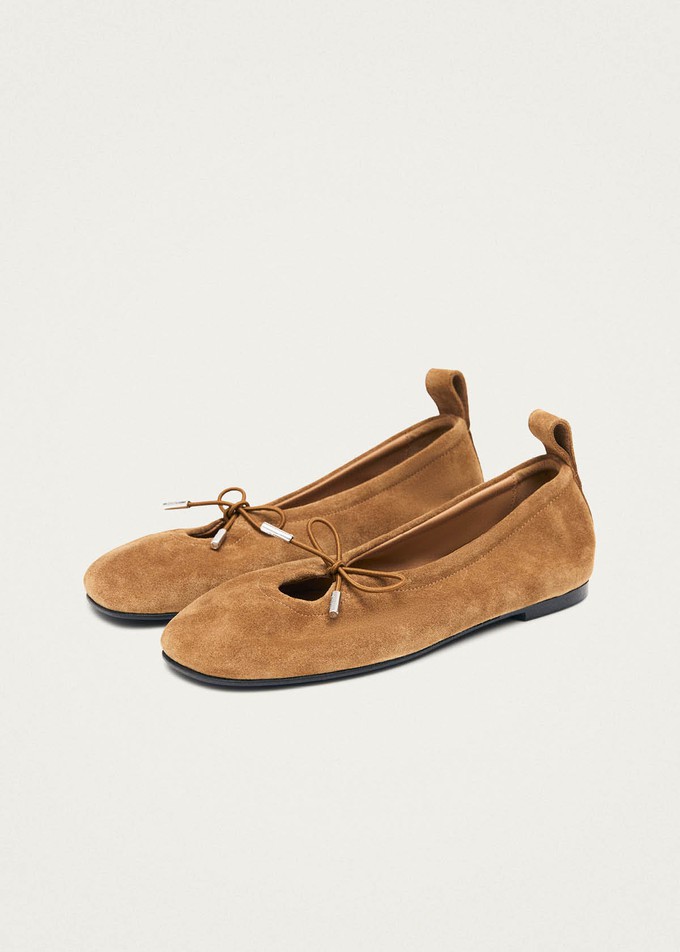 Rosalind Suede Tan Leather Ballet Flats from Alohas