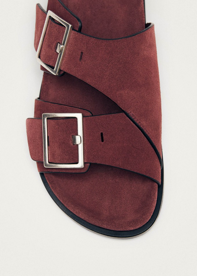 Alba Suede Burgundy Leather Sandals from Alohas