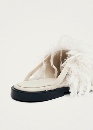 Maja Furry Cream Leather Mules from Alohas