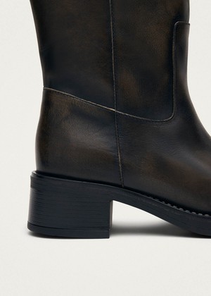 Rajan Vintage Effect Brown Leather Boots from Alohas