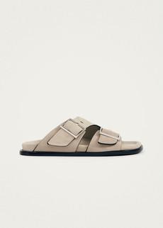 Alba Suede Beige Leather Sandals via Alohas