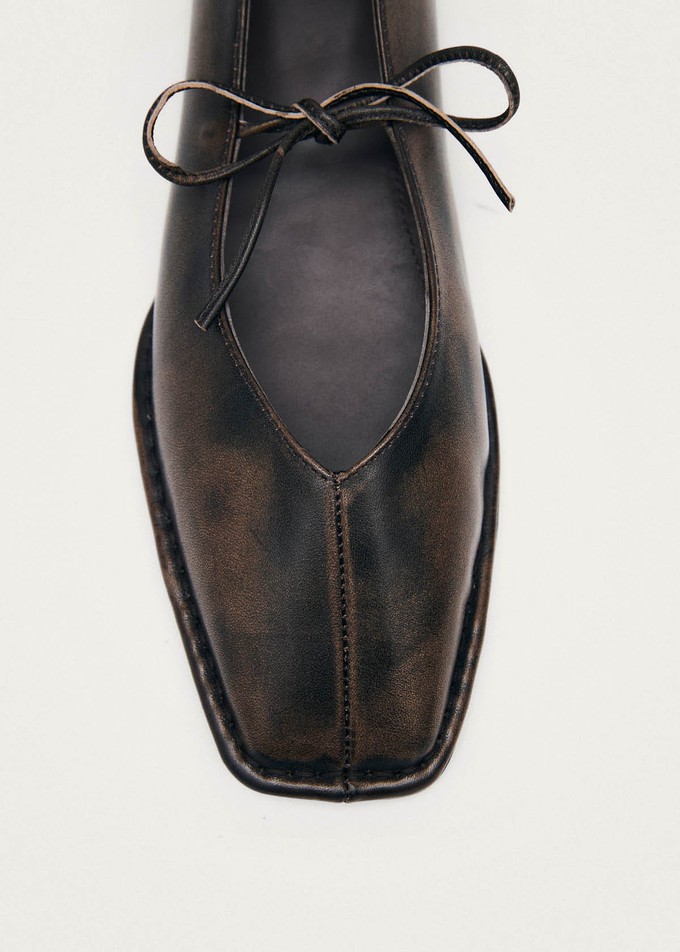 Sway Vintage Effect Brown Leather Ballet Flats from Alohas