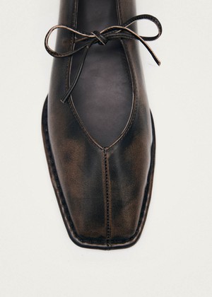 Sway Vintage Effect Brown Leather Ballet Flats from Alohas