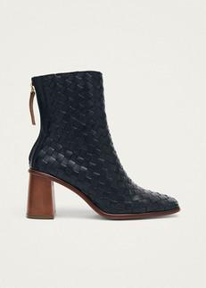 West Braided Black Leather Ankle Boots via Alohas