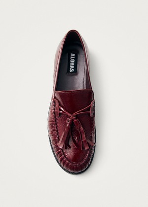 Marietta Burgundy Patent Leather Loafers from Alohas
