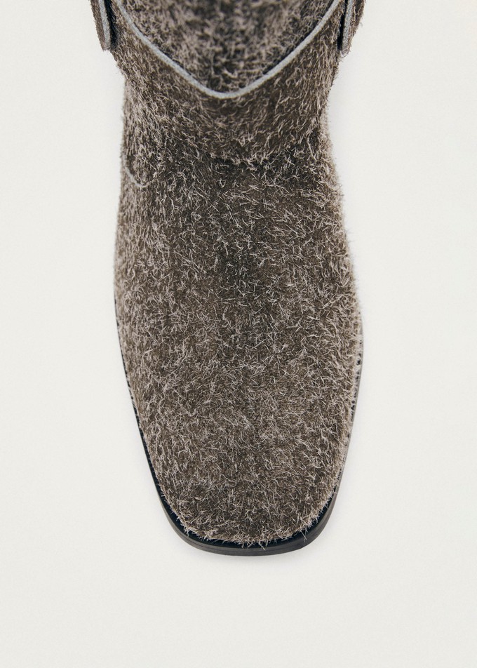 Rocky Suede Fuzzy Khaki Leather Boots from Alohas