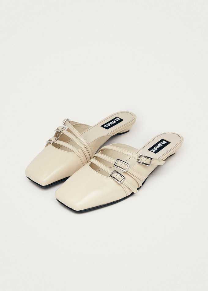 Penelope Onix Cream Leather Mules from Alohas