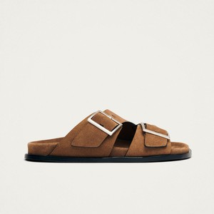 Alba Suede Tan Leather Sandals from Alohas