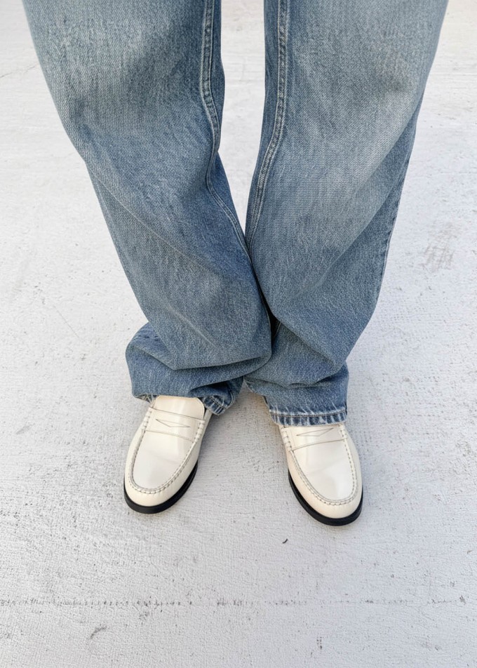 Rivet Cream Leather Loafers from Alohas