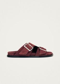 Alba Suede Burgundy Leather Sandals via Alohas