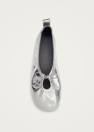 Rosalind Shimmer Silver Leather Ballet Flats from Alohas