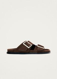 Alba Suede Brown Leather Sandals via Alohas