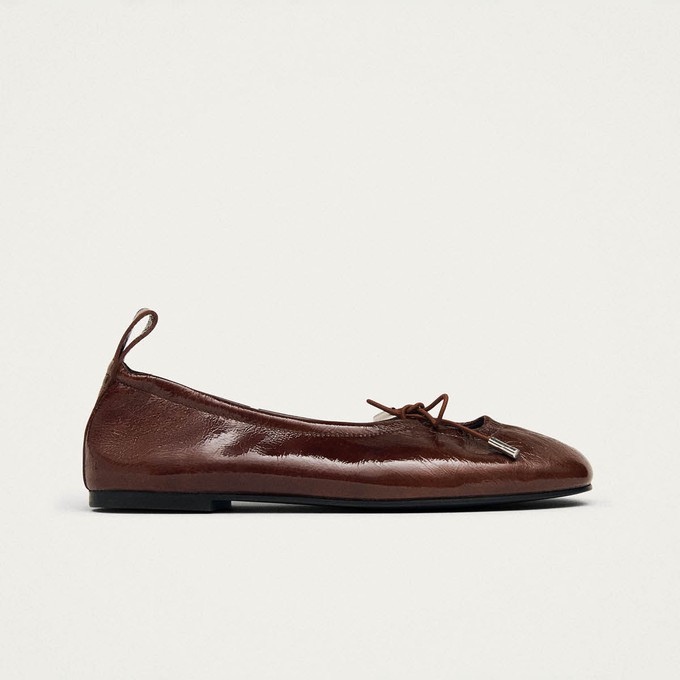 Rosalind Patent Brown Leather Ballet Flats from Alohas Rosalind Patent Brown Leather Ballet Flats from Alohas
