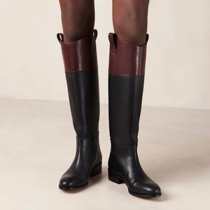 Billie Bicolor Black Burgundy Leather Boots from Alohas