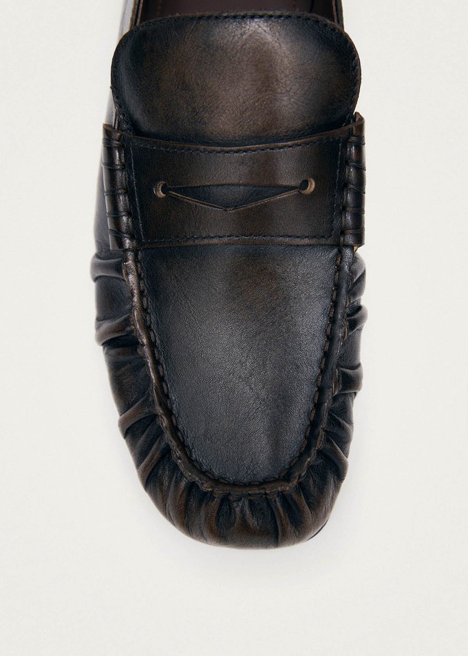 Aven Vintage Effect Brown Leather Loafers from Alohas