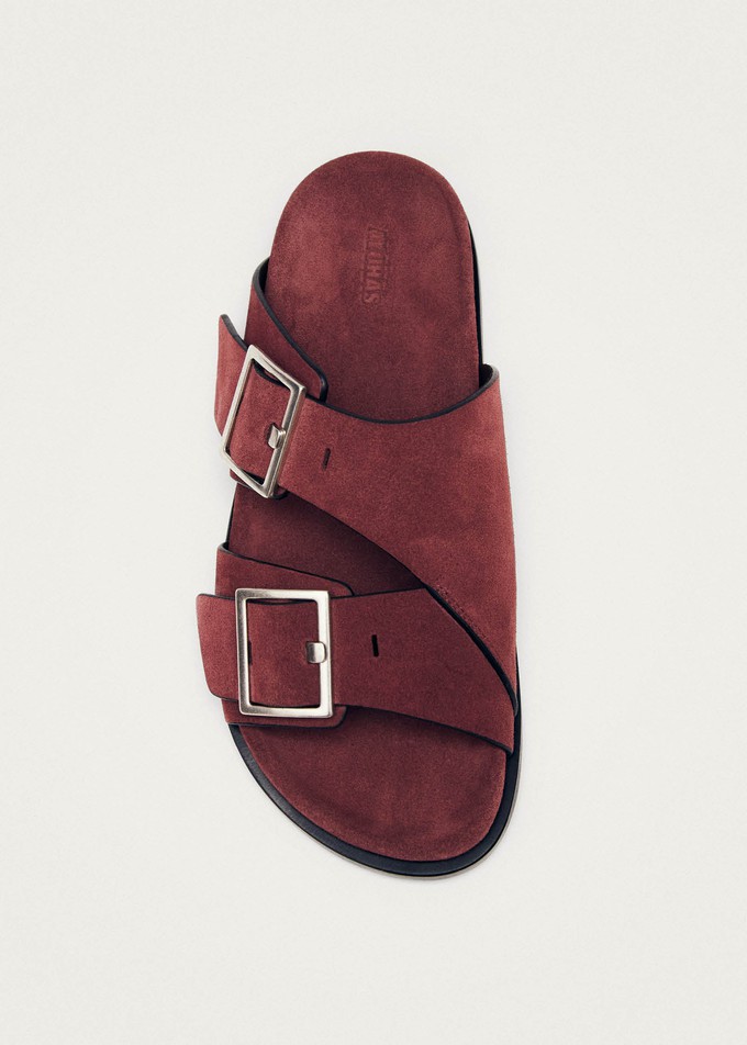 Alba Suede Burgundy Leather Sandals from Alohas