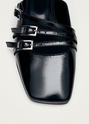 Penelope Onix Black Leather Mules from Alohas