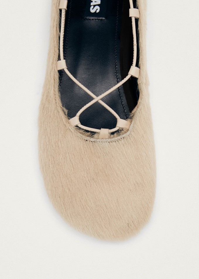 Hollis Soft Cream Leather Ballet Flats from Alohas