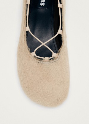 Hollis Soft Cream Leather Ballet Flats from Alohas