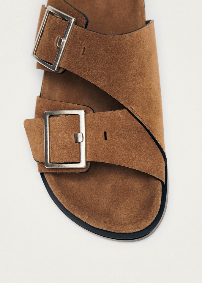 Alba Suede Tan Leather Sandals from Alohas