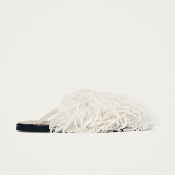 Maja Furry Cream Leather Mules from Alohas