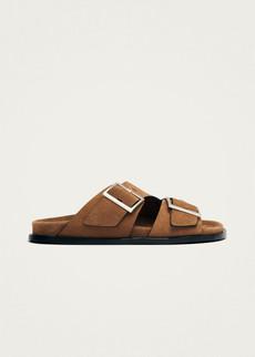 Alba Suede Tan Leather Sandals via Alohas