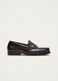 Rivet Vintage Effect Coffee Brown Leather Loafers via Alohas