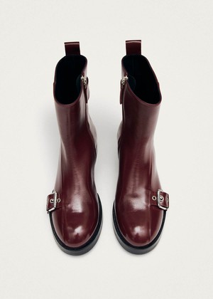 Agyness Burgundy Leather Ankle Boots from Alohas Agyness Burgundy Leather Ankle Boots from Alohas