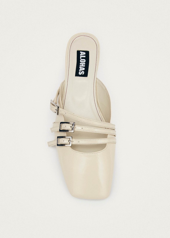 Penelope Onix Cream Leather Mules from Alohas