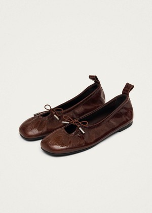 Rosalind Patent Brown Leather Ballet Flats from Alohas Rosalind Patent Brown Leather Ballet Flats from Alohas