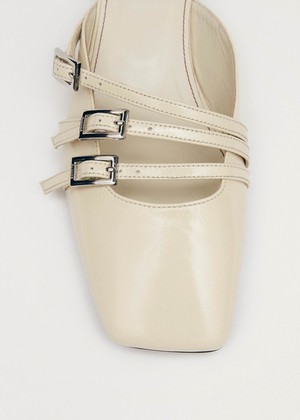Penelope Onix Cream Leather Mules from Alohas