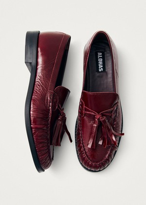 Marietta Burgundy Patent Leather Loafers from Alohas