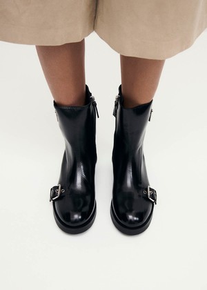 Agyness Black Leather Ankle Boots from Alohas Agyness Black Leather Ankle Boots from Alohas