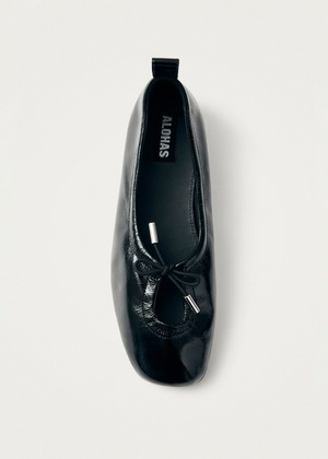 Rosalind Black Patent Leather Ballet Flats from Alohas