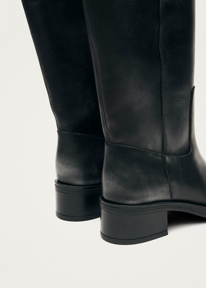 Sajan Vintage Effect Black Leather Boots from Alohas