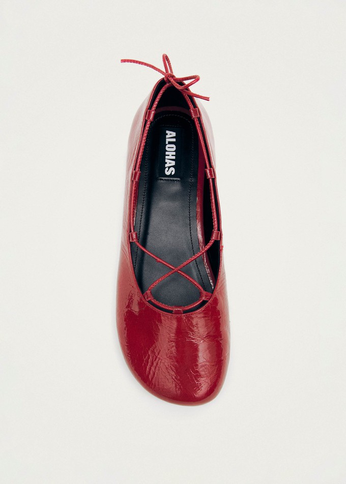 Hollis Onix Red Leather Ballet Flats from Alohas