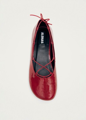 Hollis Onix Red Leather Ballet Flats from Alohas