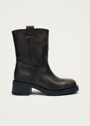 Rajan Vintage Effect Brown Leather Boots from Alohas