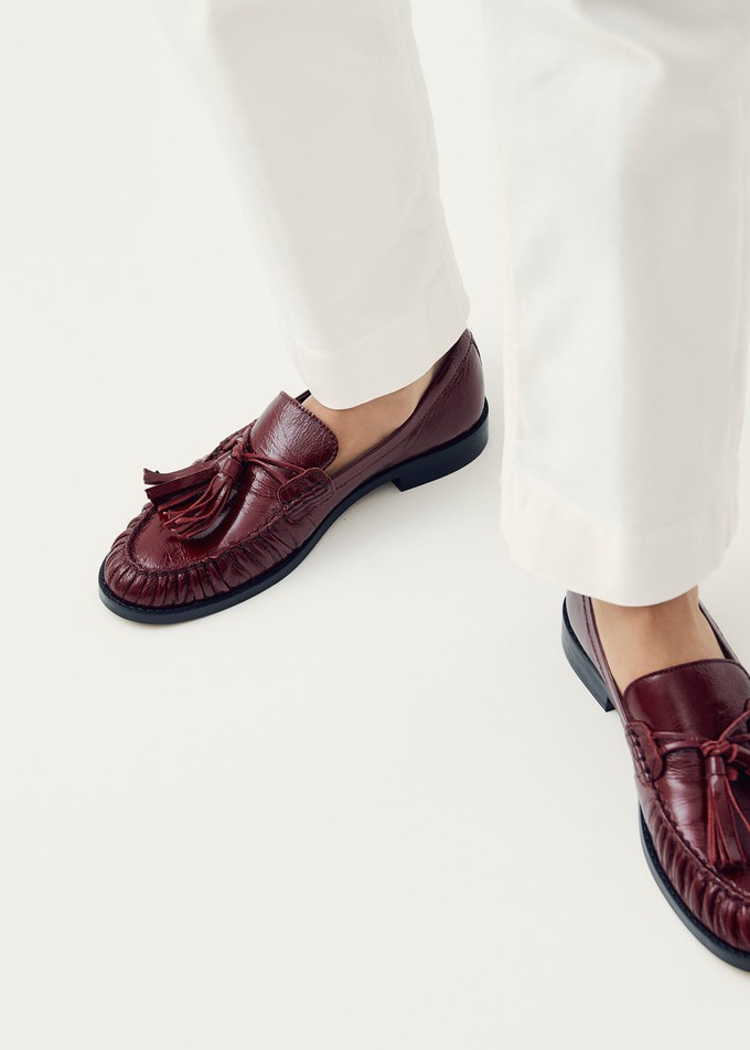 Marietta Burgundy Patent Leather Loafers from Alohas