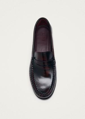 Rivet Vintage Effect Burgundy Leather Loafers from Alohas