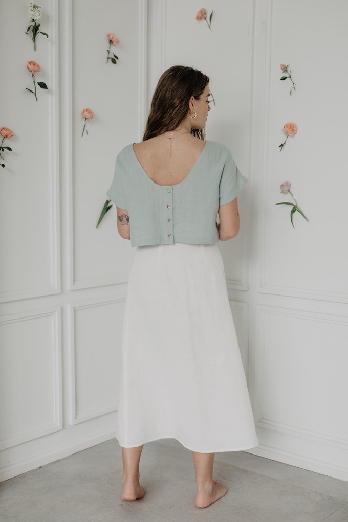 Lisa linen crop top in Sage Green from AmourLinen