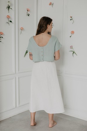 Lisa linen crop top in Sage Green from AmourLinen