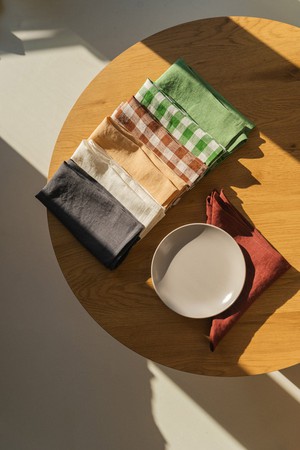 Linen placemats set of 2 in Mocha Gingham from AmourLinen